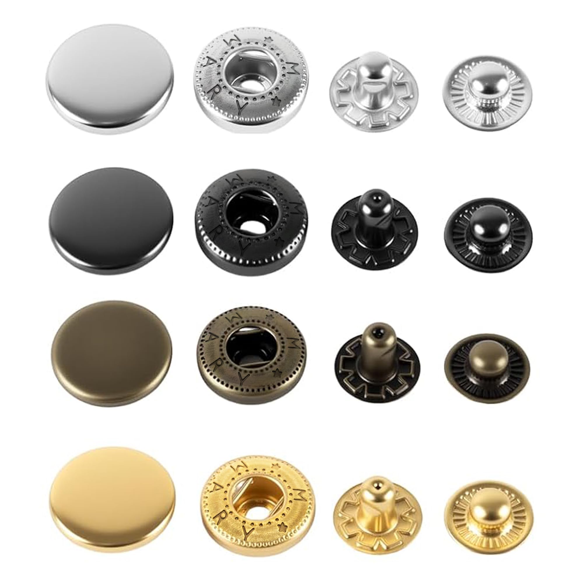 CRAFTMEMORE - Kit de fijación de botones con resorte en S para fijar el enchufe con 10 broches plateados, tamaño de la púa (12 mm)