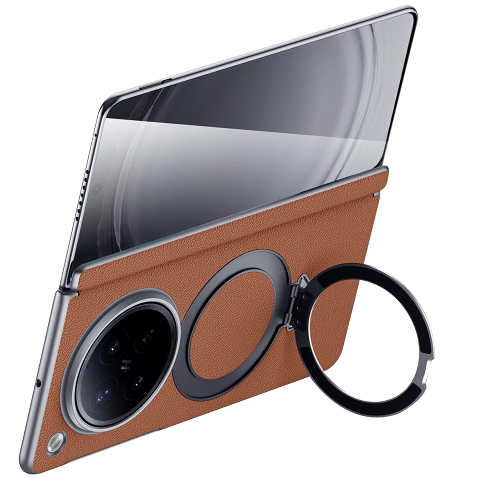 LUOTANL Slim Case for Oppo Find N6, Genuine Leather Magnetic Ring Hinge Shockproof Cover