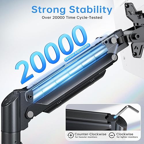 Miniatura 5 de Soporte de monitor único RGB, brazo de monitor de resorte de gas con 3 puertos USB, función de carga y transferencia de datos USB, soporte de