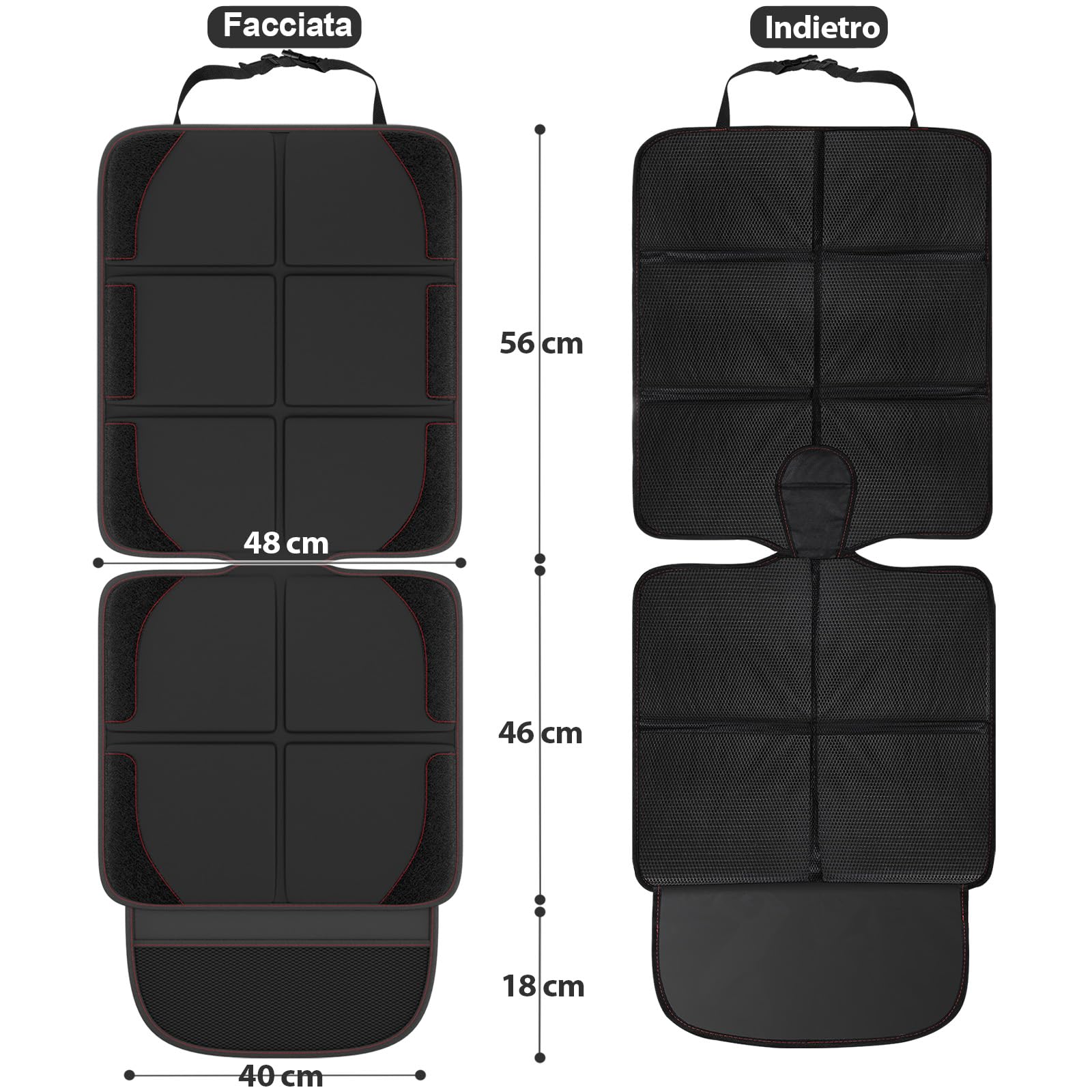Gimars 2PCS Protettore di Sedili Auto, Compatibile ISOFIX, Antiscivolo Impermeabile Coprisedili Auto Bambini, Tessuto 600D Proteggi Sedile Auto con 2 Tasche in Rete per Pet SUV Berline Camion