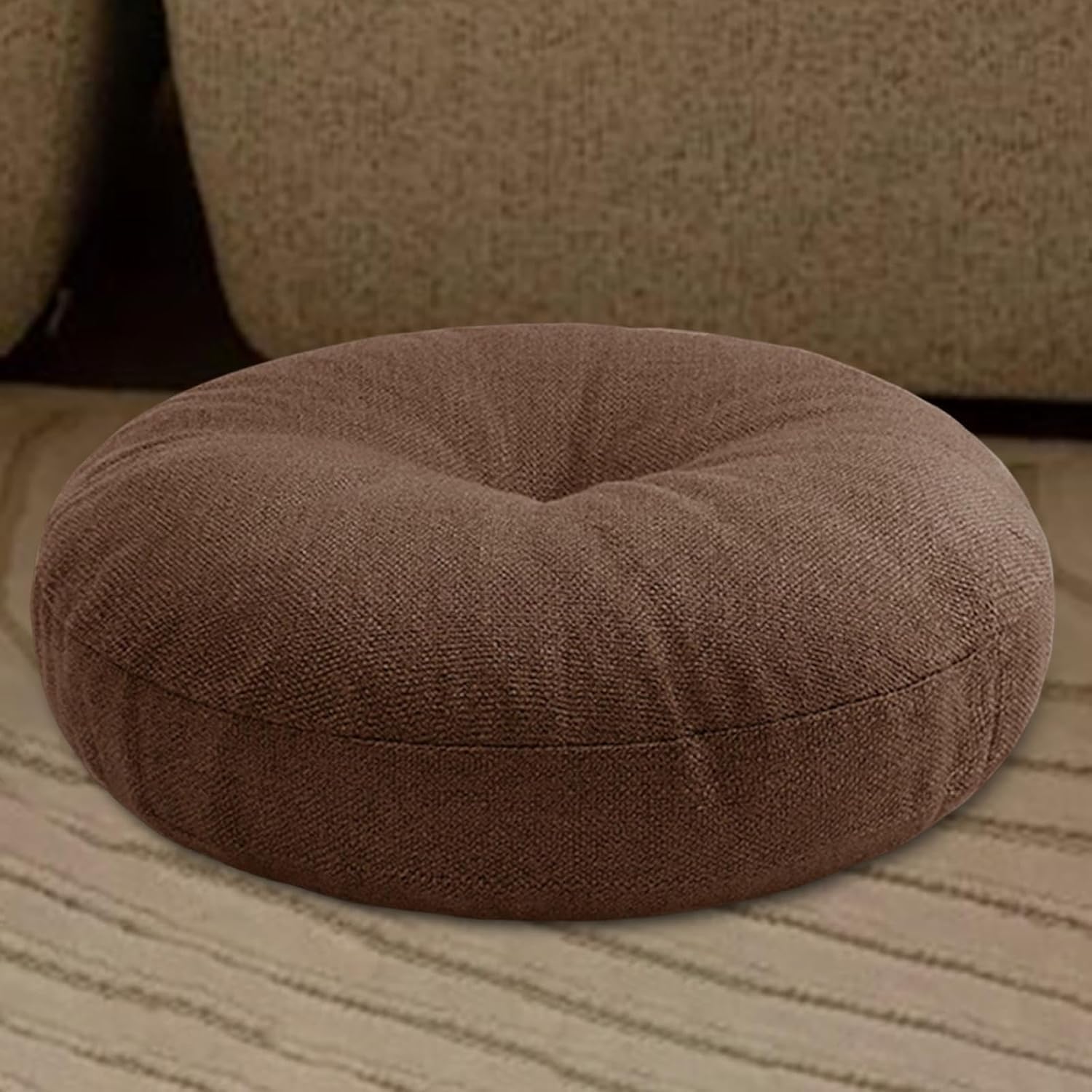 Lote de cojín y Esterilla de meditación, Cojín Redondo del Suelo de la meditación Tatami Lavable a máquina for oración sofá Silla Multicolor(Coffee)