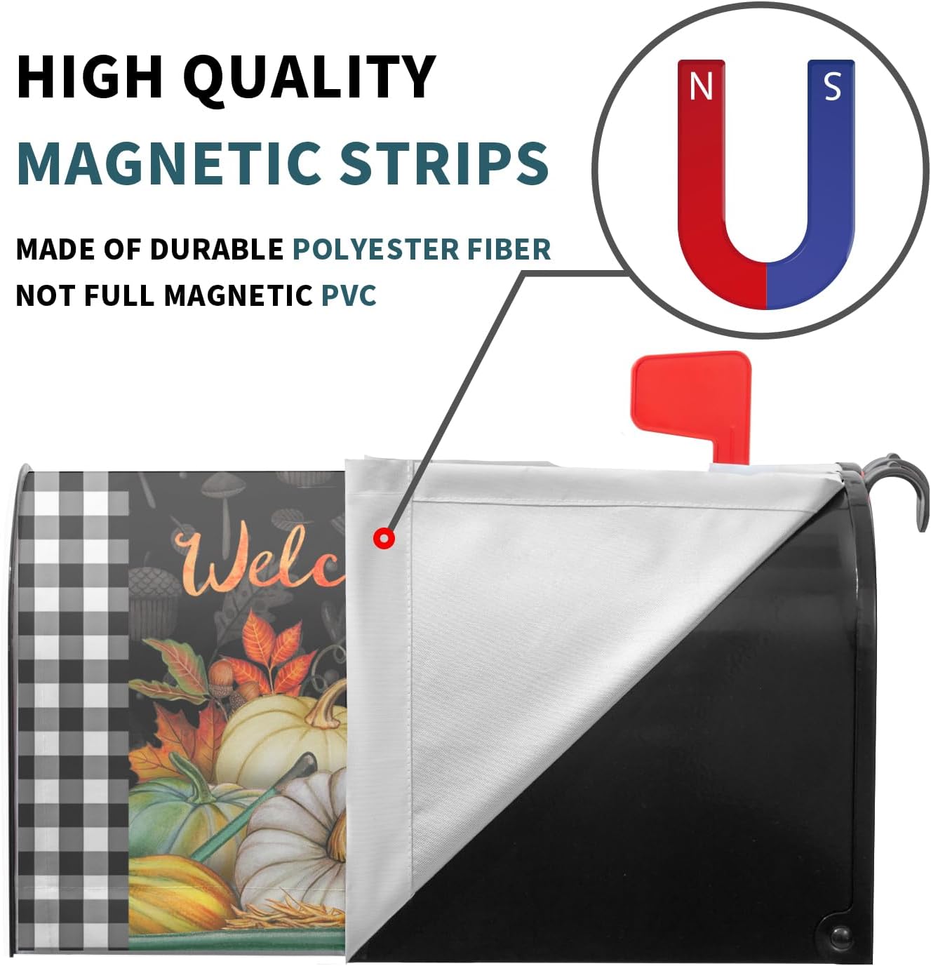 Fall Magnetic Mailbox Cover Large Size 25.5”x21”Autumn Sunflowers Pumpkins Mailbox Covers Oversize Thanksgiving Harvest Fall Mailbox Cover Outdoor Decoration Mailbox Wraps Post Letter Box Cover Decor