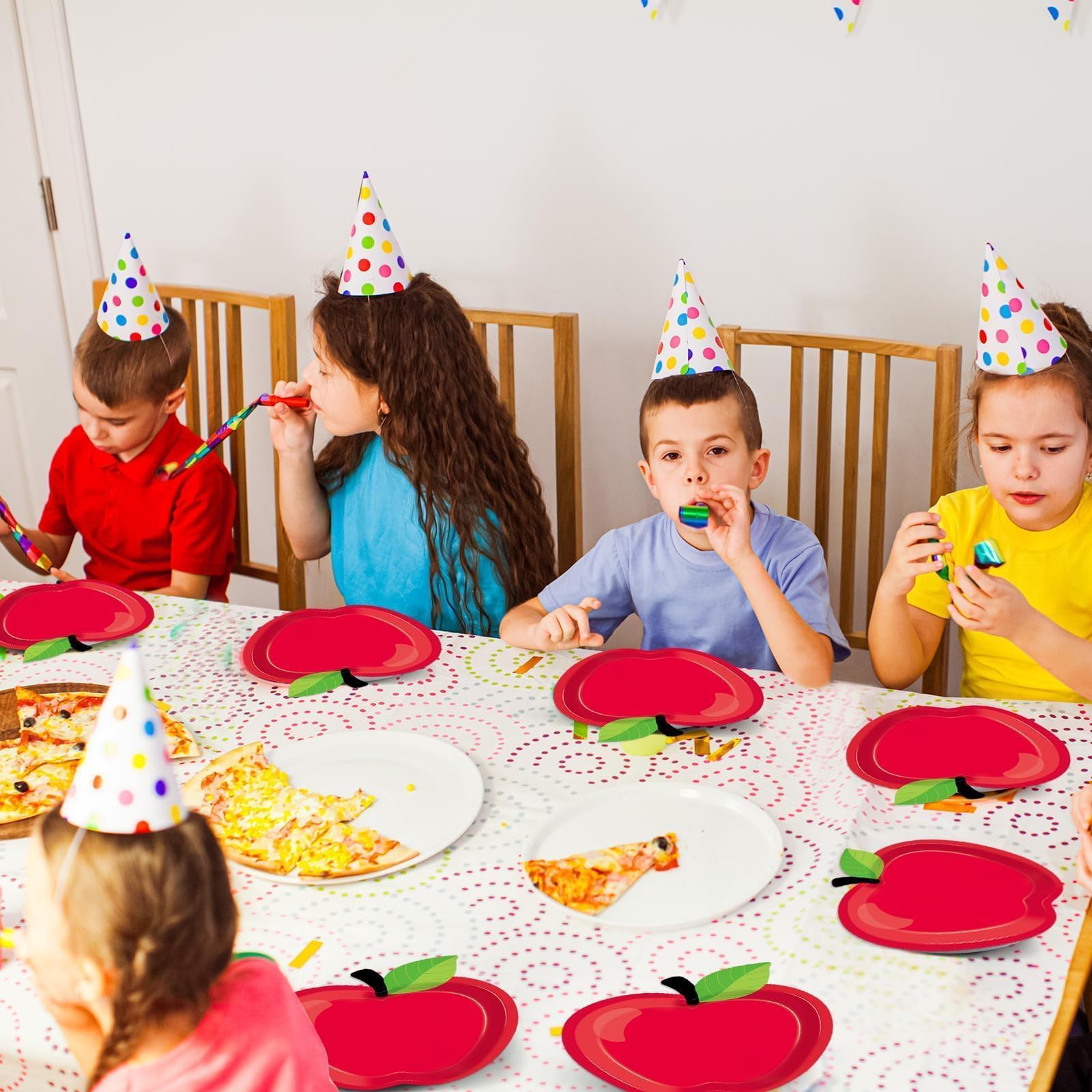 50 Pappteller Mit Rotem Apfel-Motiv – Für Schulanfang, Kindergarten & Partys (16x18 Cm)