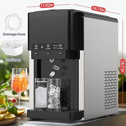 Miniatura 7 de ADVWIN - Dispensador de agua 3 en 1 con máquina de hielo, máquina de hielo para encimera de pepitas, hielo bala, hielo picado, enfriador de agua, 44