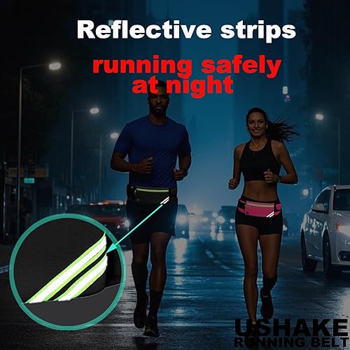 Miniatura 6 de USHAKE Cinturón para correr con bolsa sin rebote para iPhone y Samsung Galaxy, ideal para correr, caminar, ciclismo y entrenamientos de gimnasio