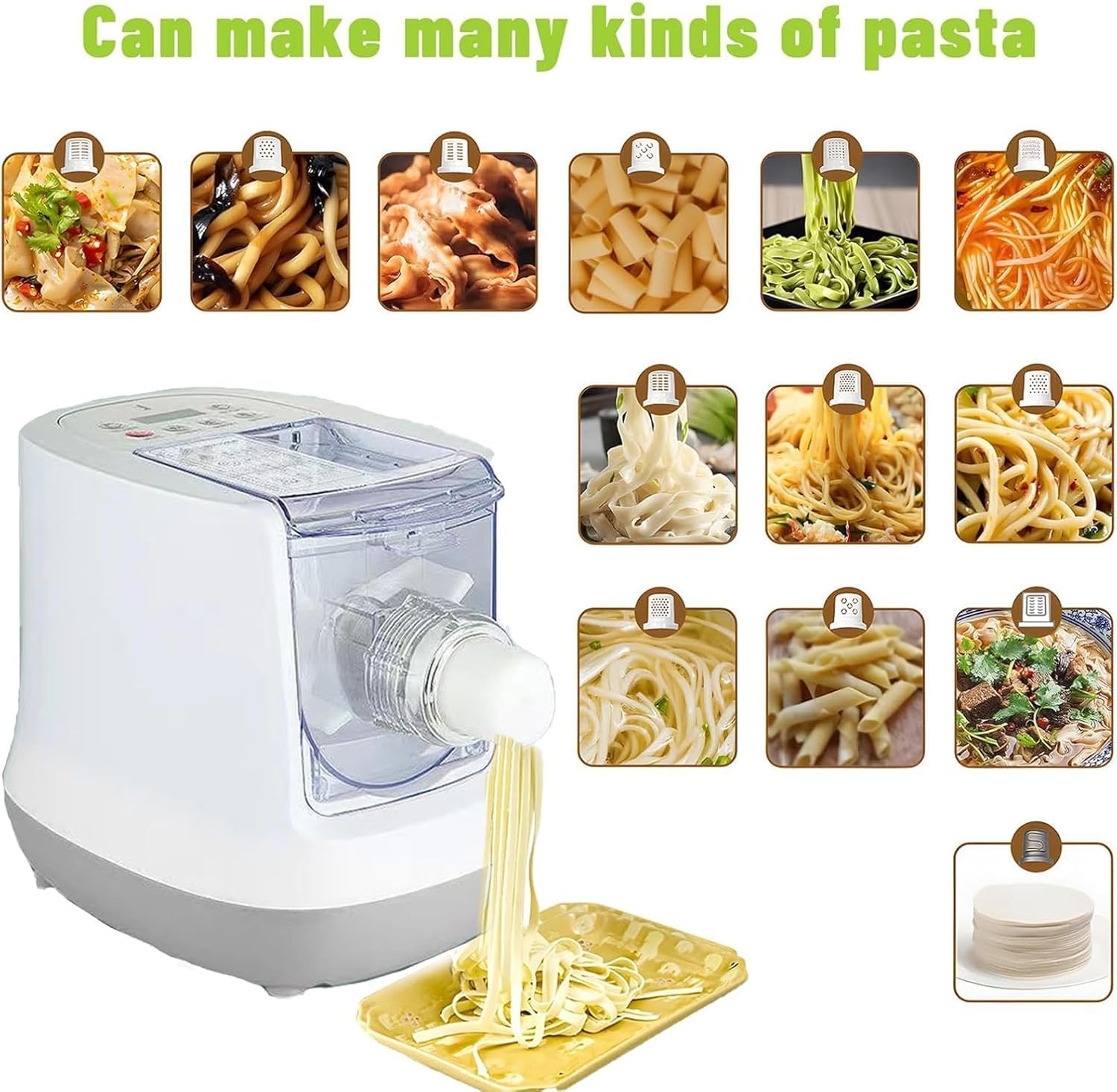 Elektryczna maszyna do robienia makaronu z 13 formami do domowego makaronu, spaghetti i innych