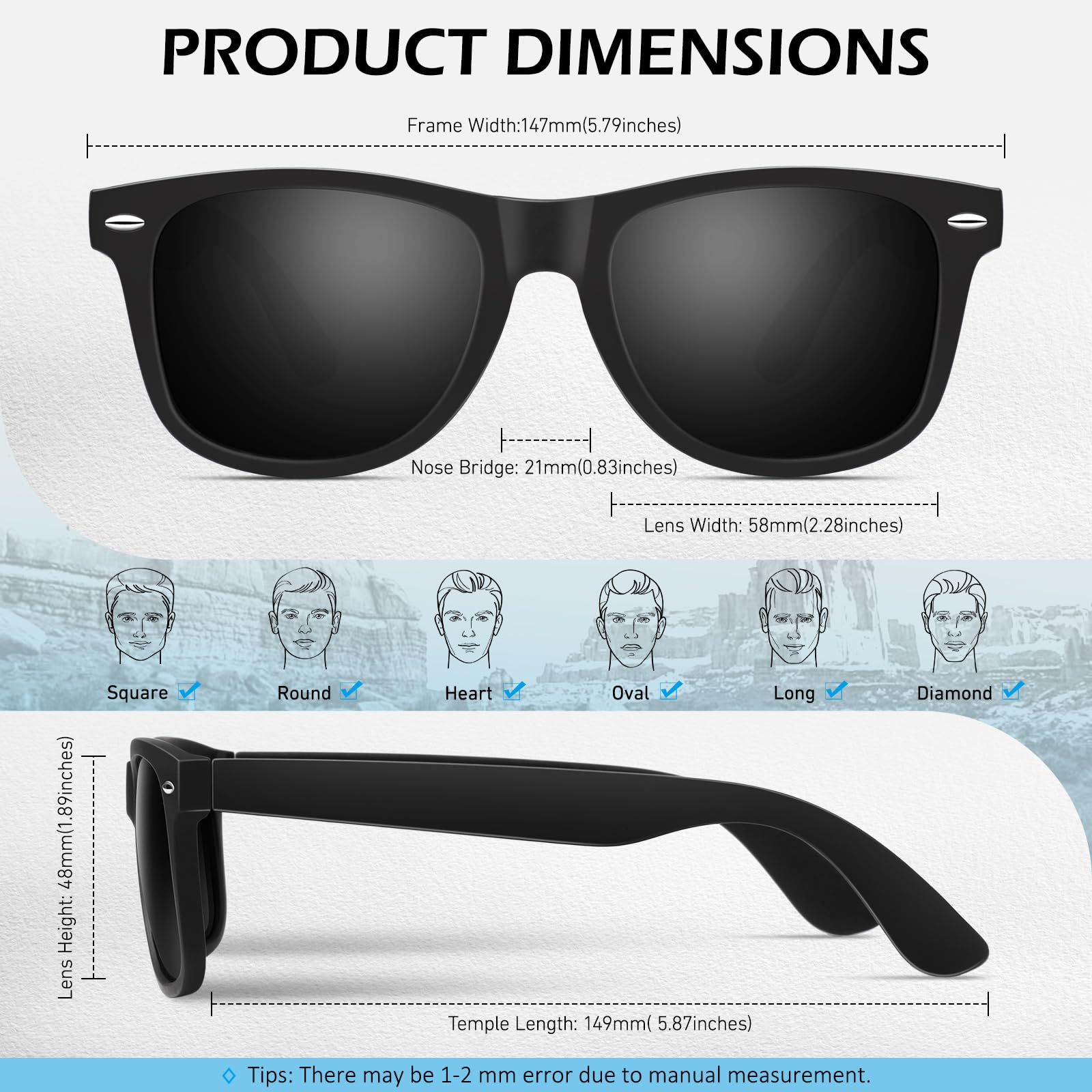 Sunier 2026 Hoher Schutz Sonnenbrille Herren Polarisiert Retro Vintage 100% UV-Schutz Klassisch Golf Fahren Fahrende Angeln Reisen Sonnenbrille Damen Cat 3 CE