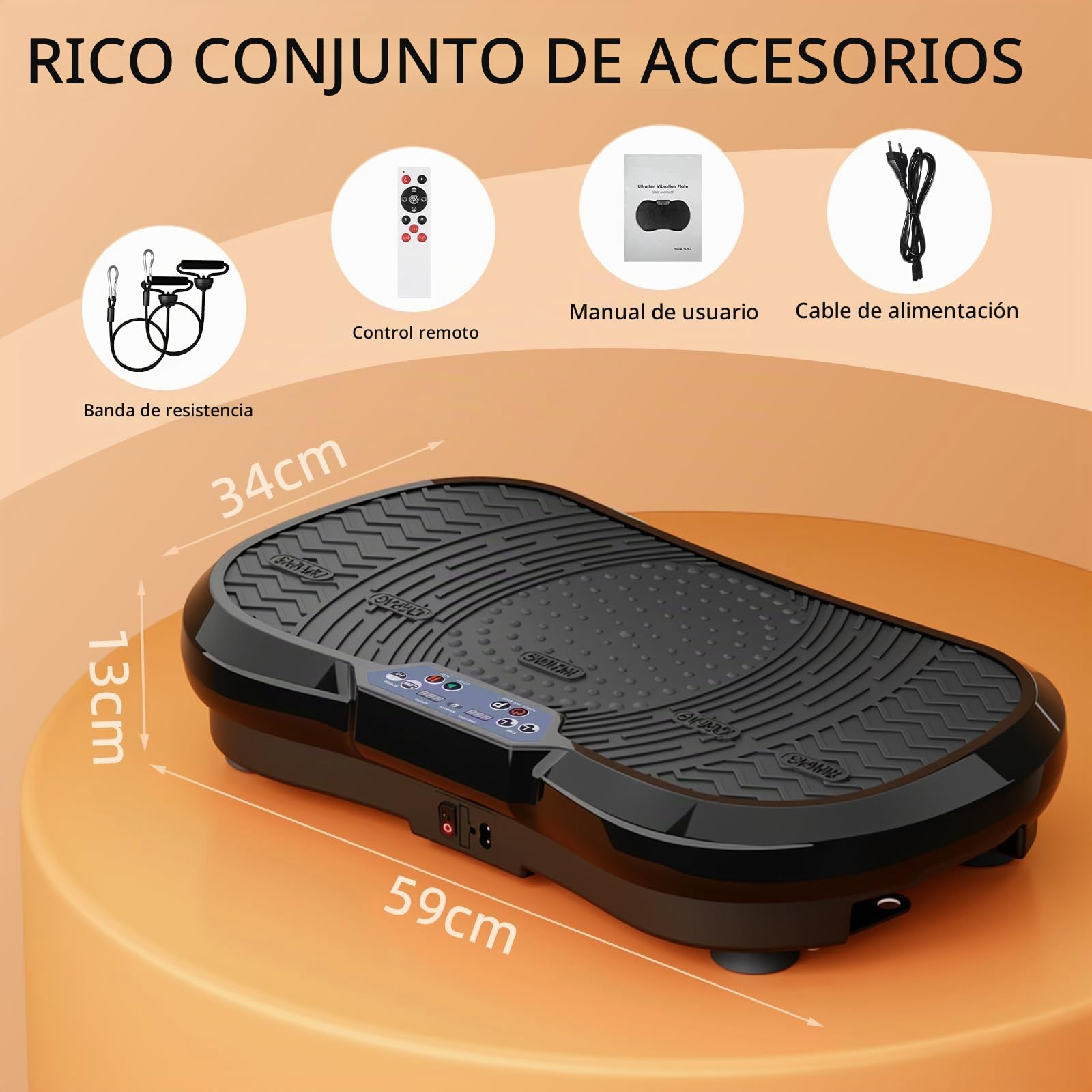 TLGREEN Plataforma vibratoria con Motor Ultra silencioso, 120 Niveles + 10 programas de Entrenamiento, con Mando a Distancia, Bandas de Entrenamiento