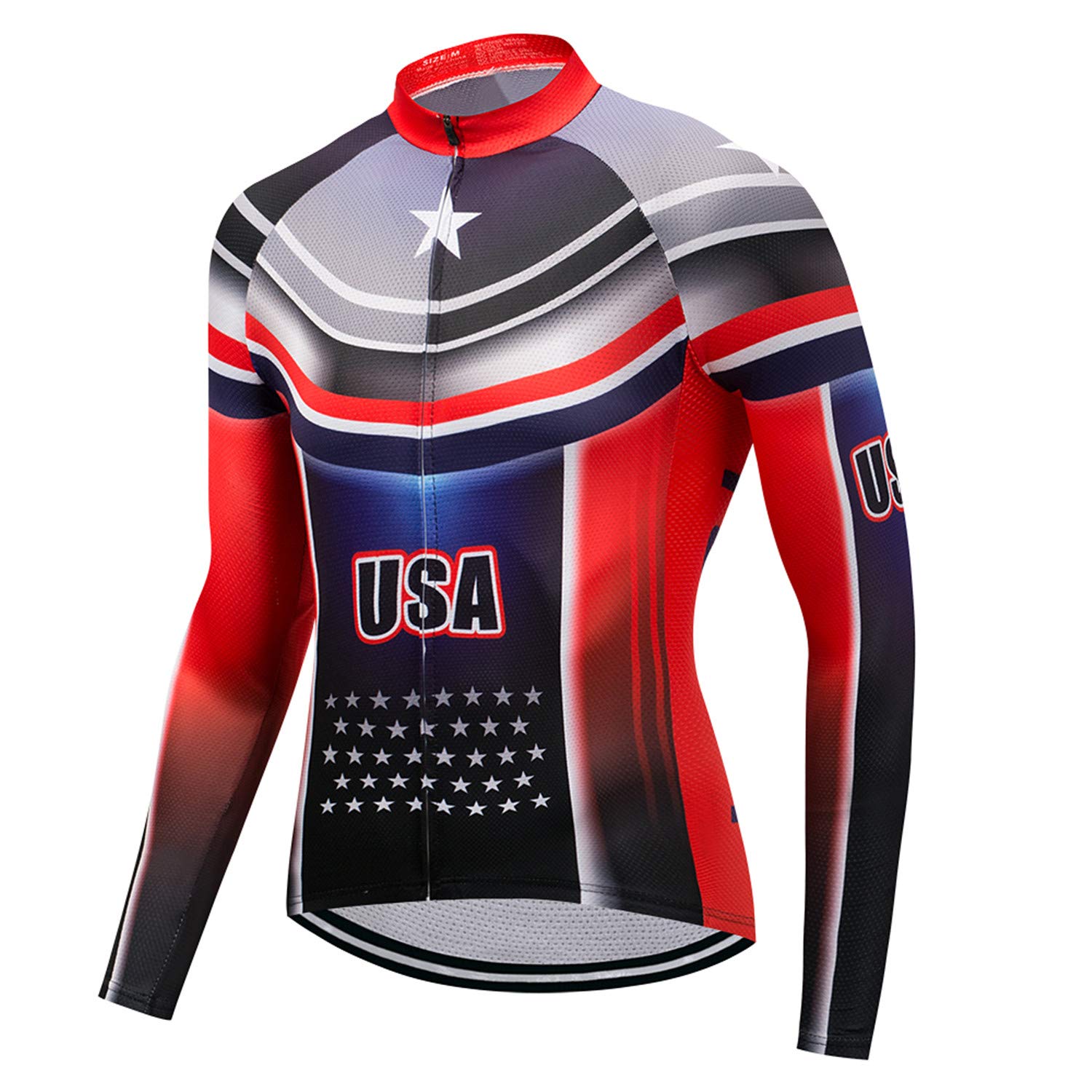JPOJPO Uomo Ciclismo Jersey Manica Lunga USA Animale Leone Bike Abbigliamento Autunno Inverno Riflettente S-