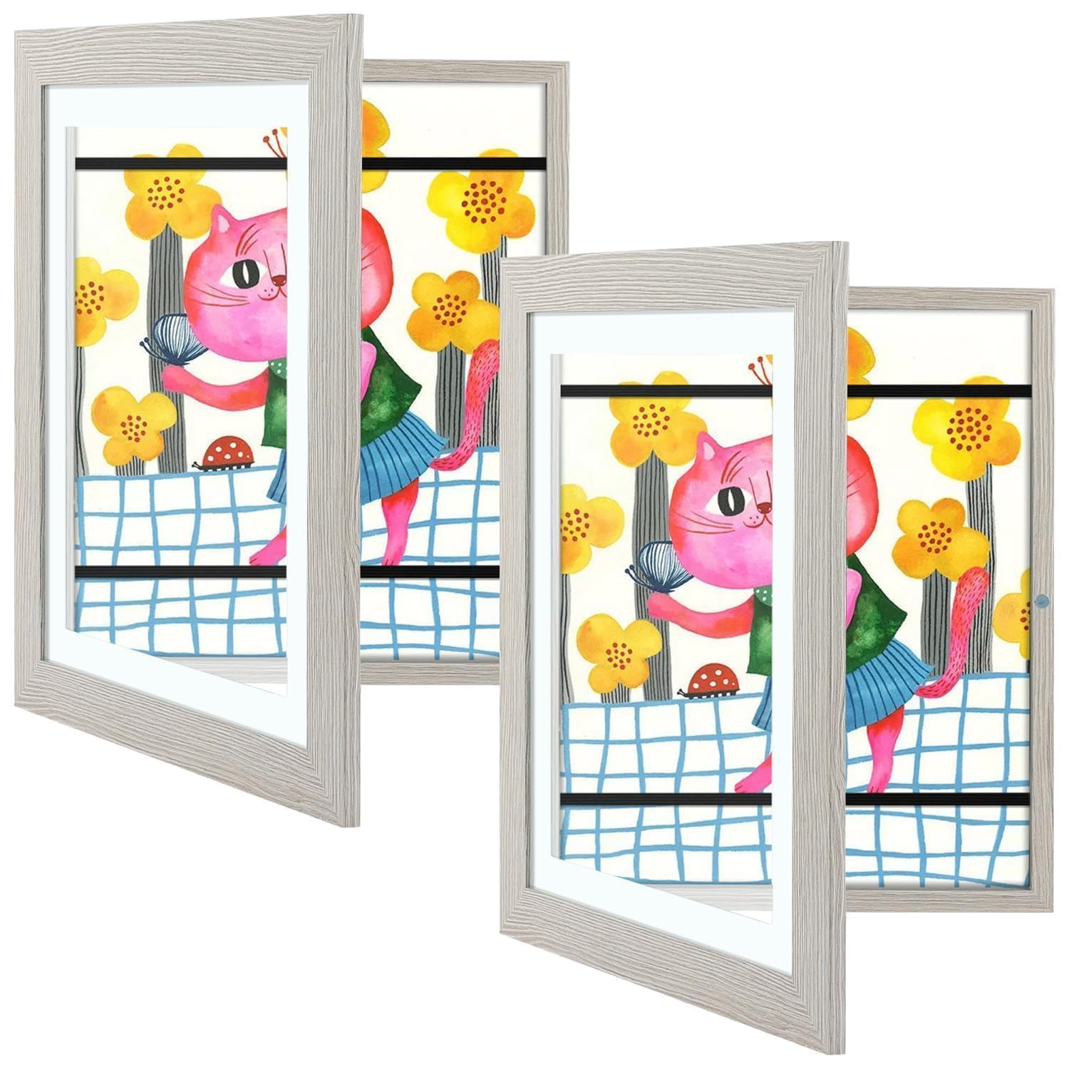 2 Pack 10x12.5 Front-Opening Kids Artwork Frames Changeable (Grey)