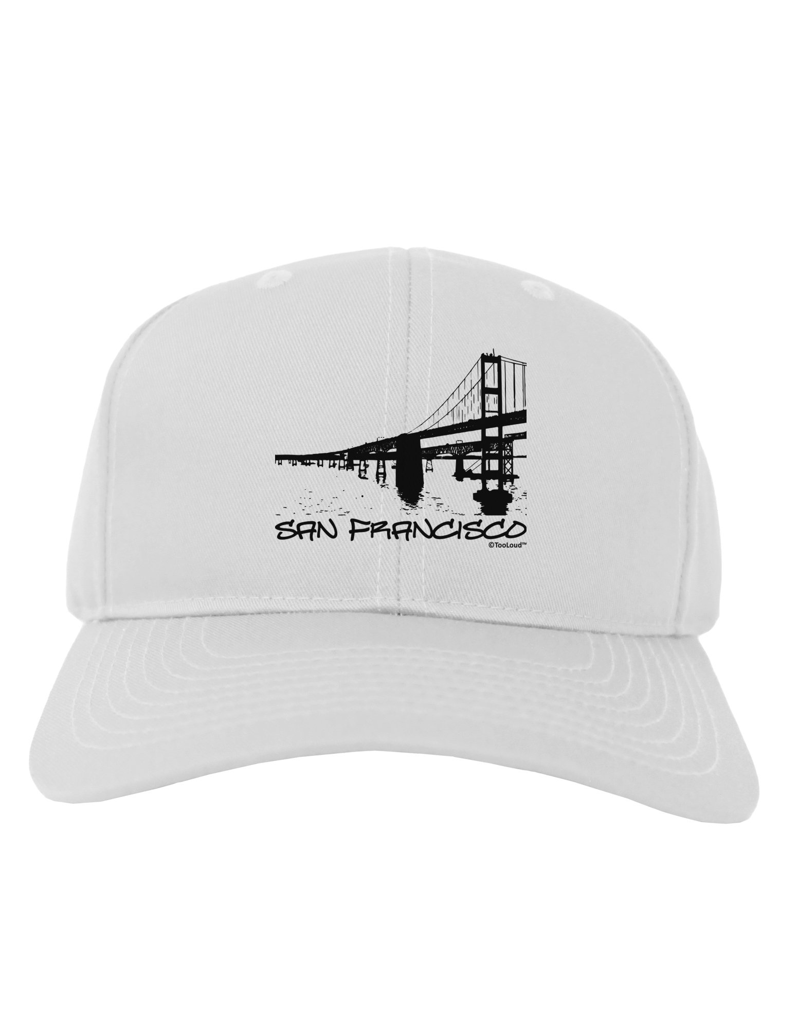 TOOLOUD Bay Bridge Cutout Design - San Francisco Adult Baseball Cap Hat - White