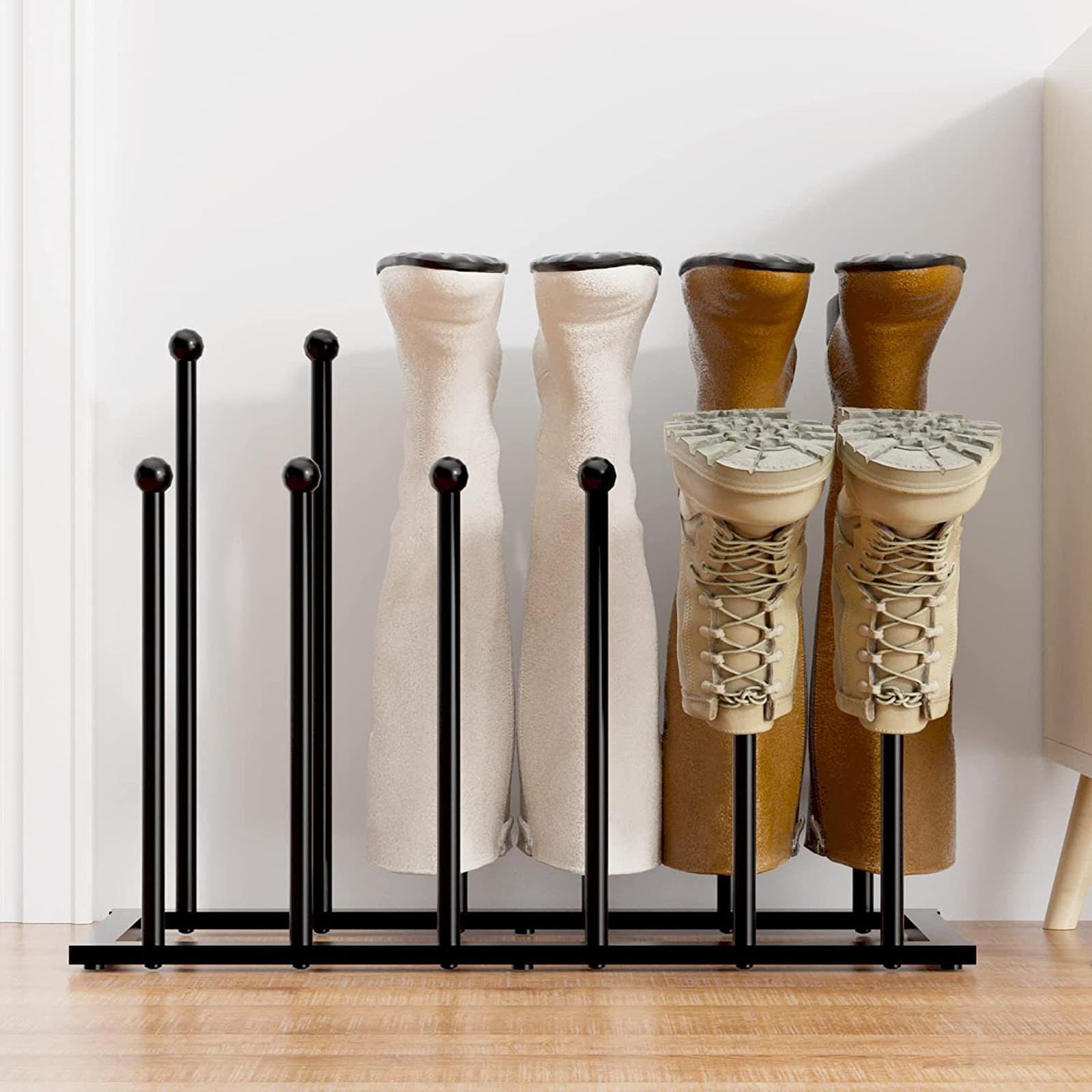 Estante para Botas de Metal Negro, Zapateros Independientes, Almacenamiento de boteros para Botas Altas, Botas Vaqueras, Botas de Lluvia, Botas para Caminar,Negro,L
