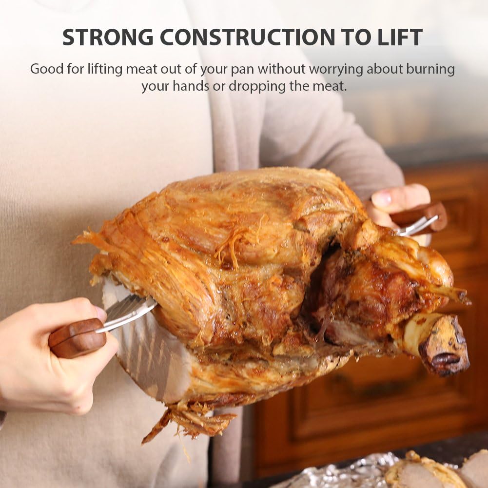 Metal Meat Claws, 1Easylife 18/8 Stainless Steel Meat Forks with Wooden Handle, Best Meat Claws for Shredding, Pulling, Handing, Lifting & Serving Pork, Turkey, Chicken, Brisket : Patio, Lawn & Garden