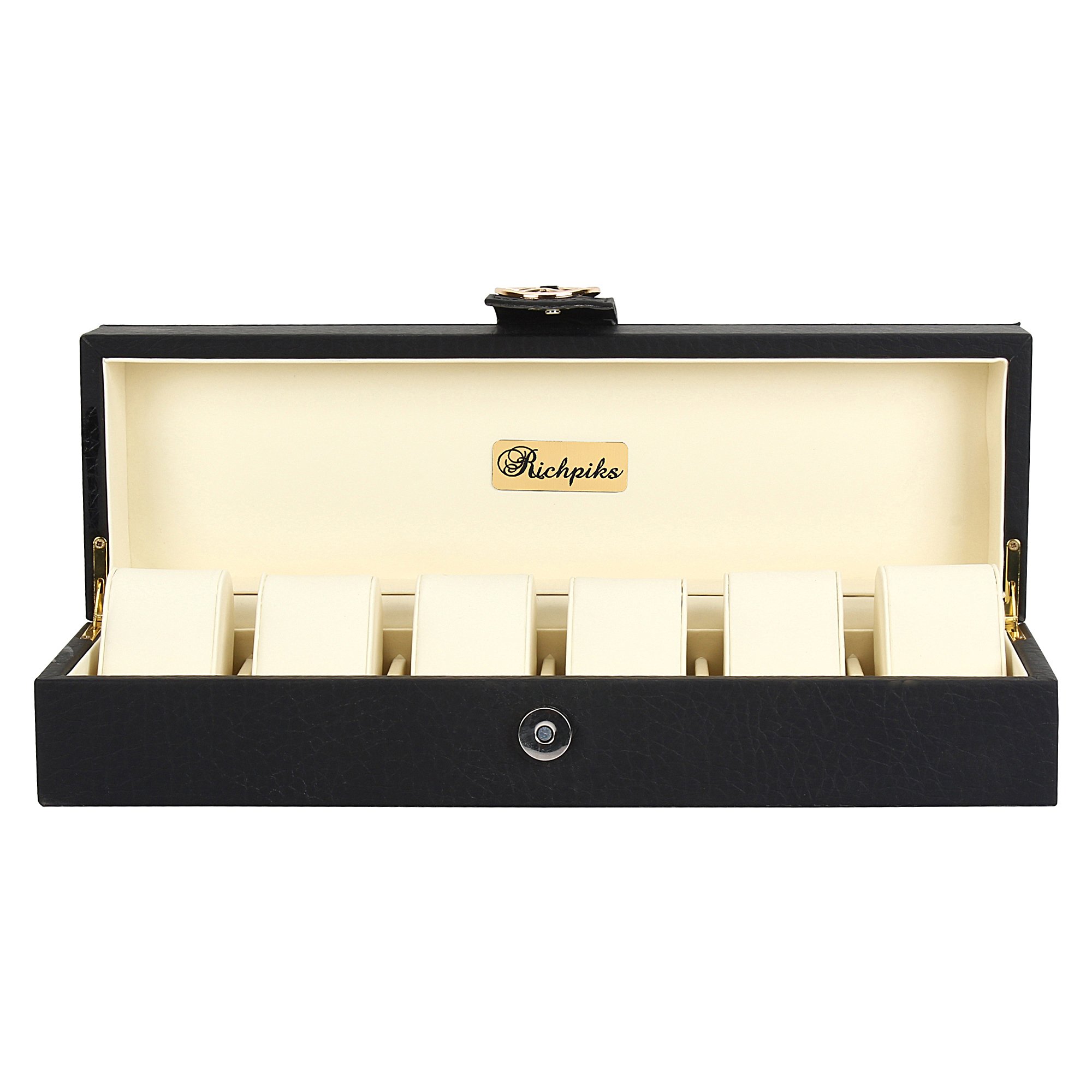 Richpiks PC Black Cream Leatherette 6 Slots Watch Box | Watch Case | Watch Organizer PI 458 (B074KHB4QK) Amazon Price History, Amazon Price Tracker