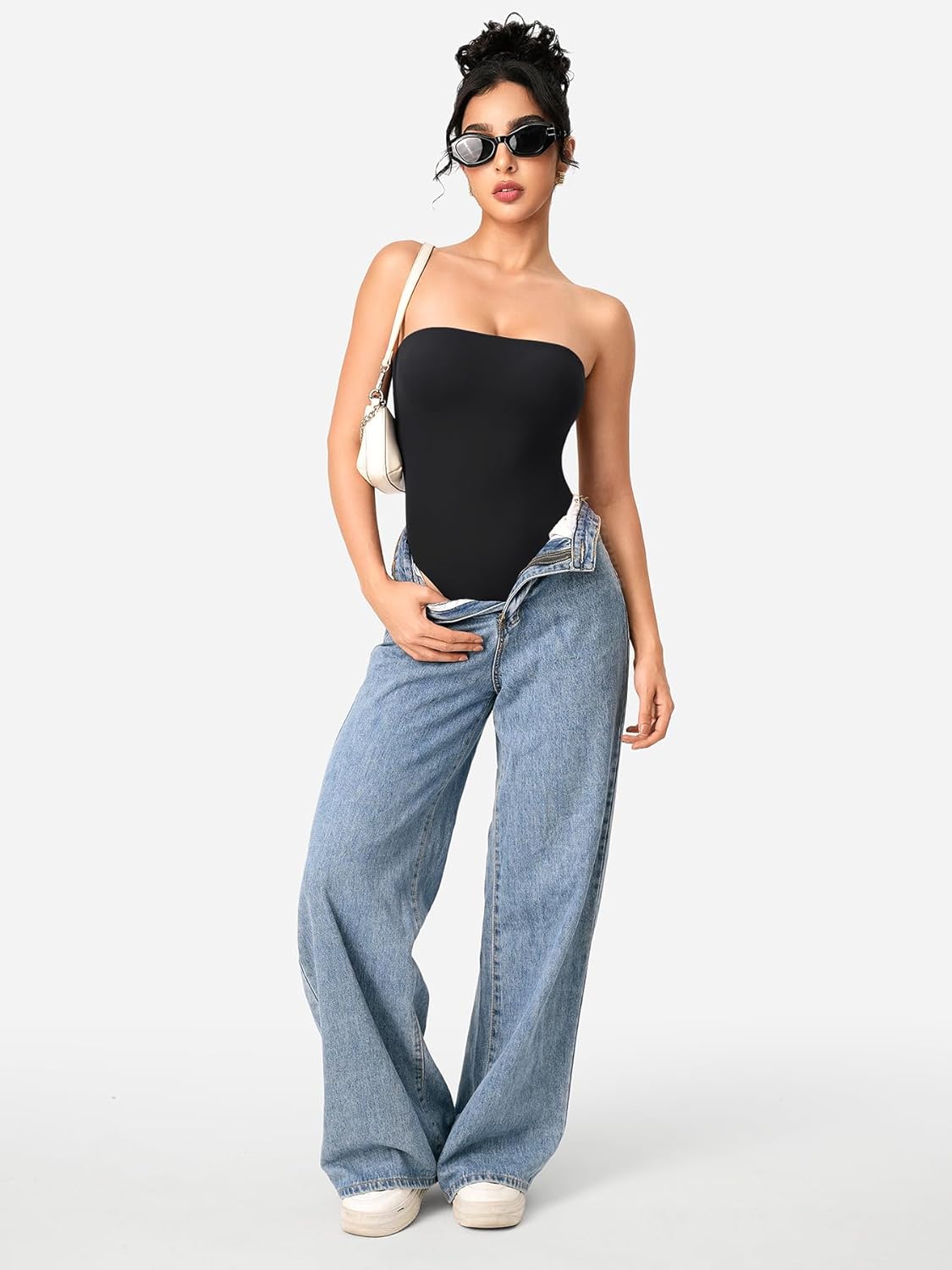 YEOREO Hyperflex Strapless Bodysuit Tube Top Off Shoulder Double Lined Thong Bodycon Slim Fit Summer Sexy Leotard - Image 2