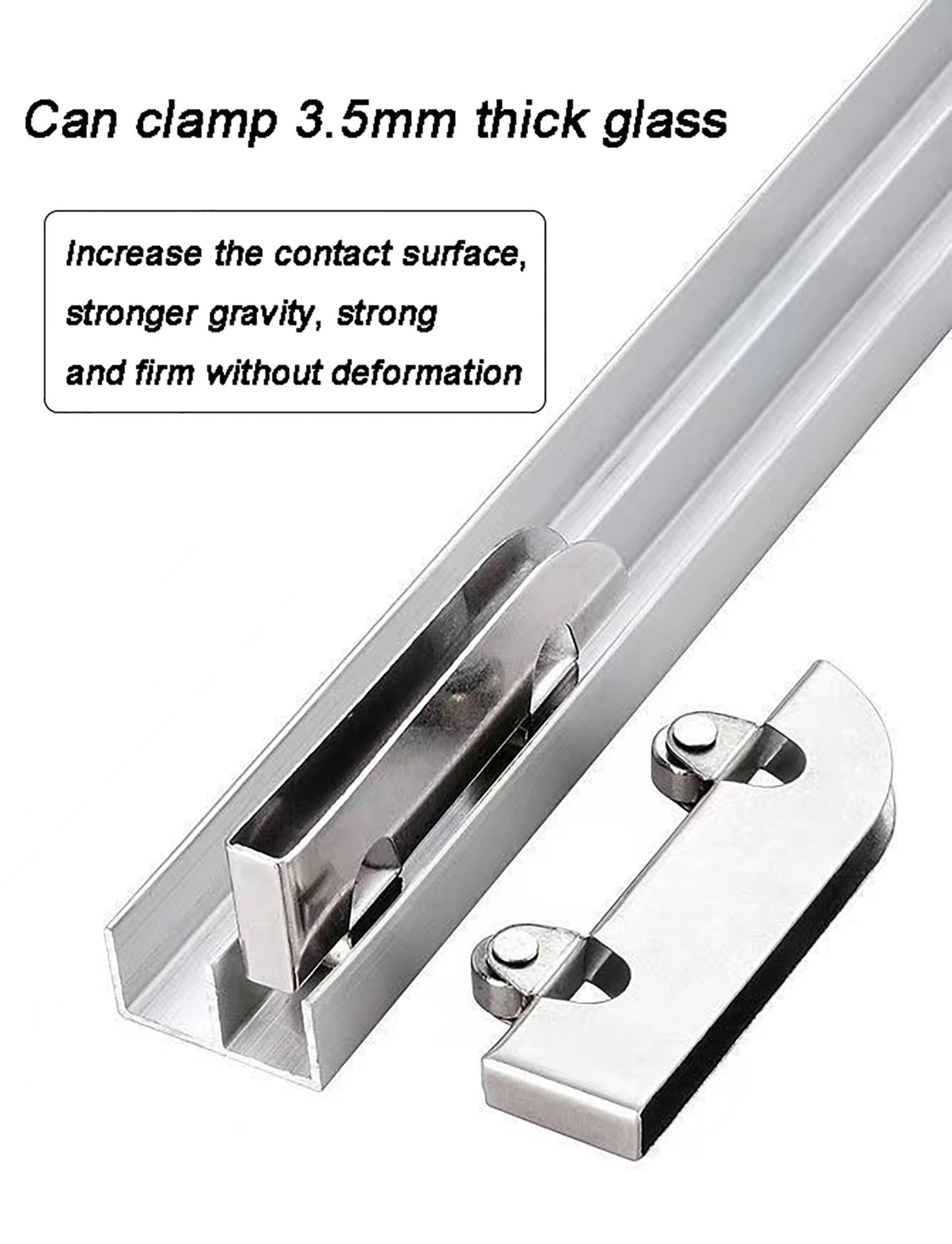Sistema de riel de puerta corredera para gabinetes de vidrio acrílico, doble vía con ruedas de aleación de aluminio, diseñado para paneles de vidrio de 5 mm de espesor