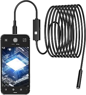 Unifizz Endoscope 2 Million Pixels Borescope Inspection Snake Camera for Phone with 8 LED Lights IP67 Waterproof with 11.48Ft Semi-Rigid Cord, Support iOS 9.0 or Above (Plastic)
