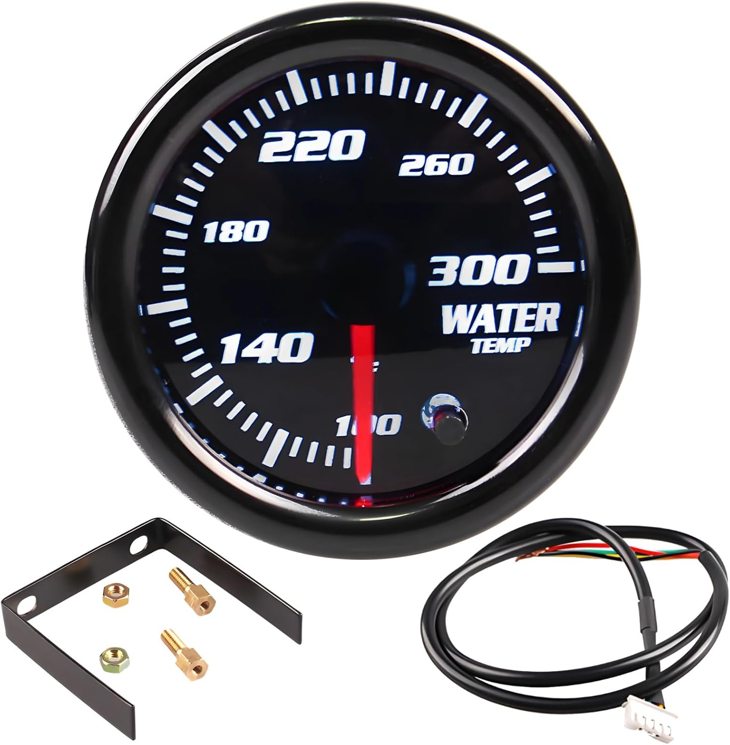 Automotive Temperature Gauge, 2 Led Display, 100°F to 300°F Range, Water Coolant Monitor with 7-Color Backlight