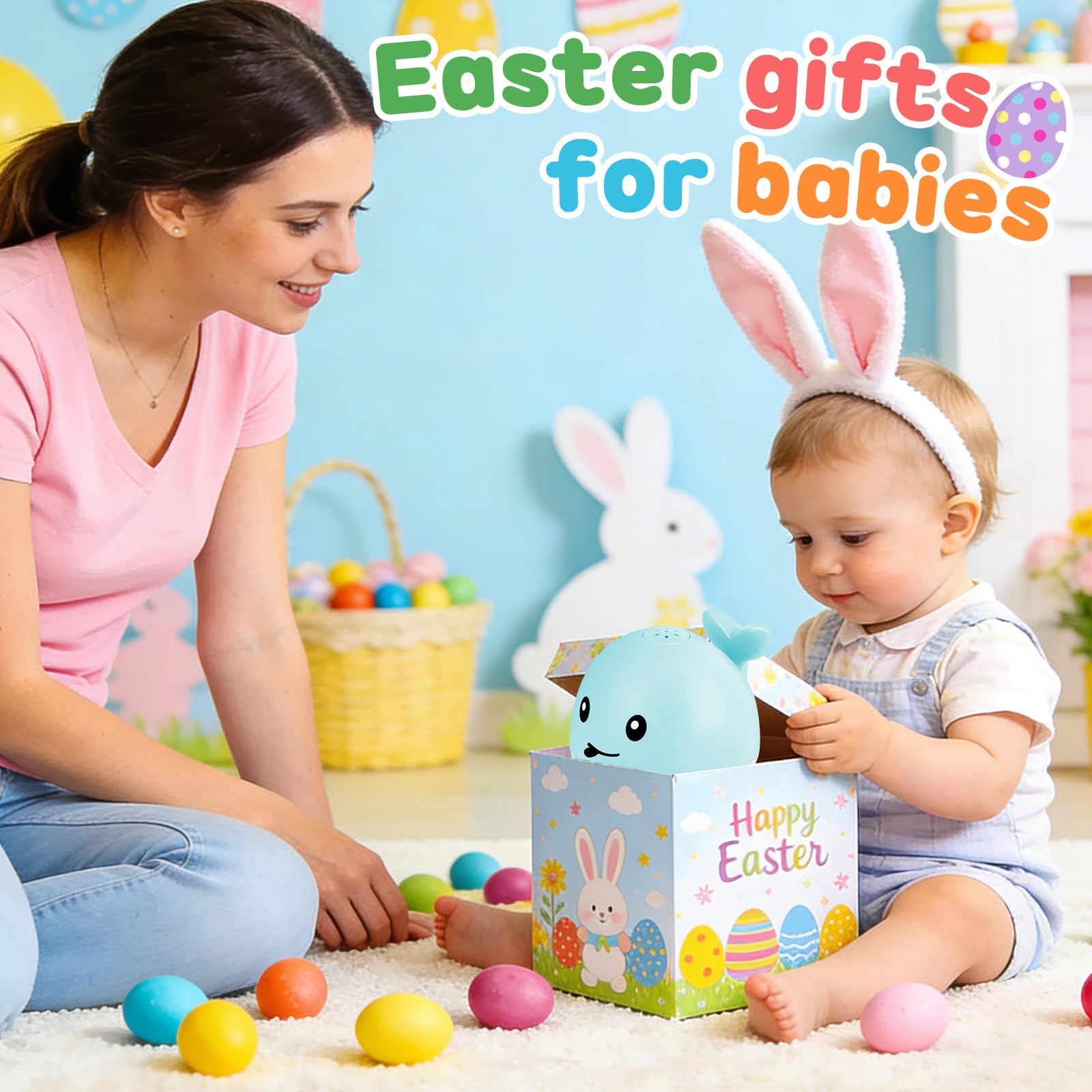 Whale Bath Toy Sprinkler, Baby Easter Basket Stuffers, Light Up Bath Toys for Kids Ages 1-3 Babies 6-12-18 Months, 1 2 3 Year Old Boys Girls Easter Toddler Birthday Gifts, Bathtub Pool Water Table Toy - 4