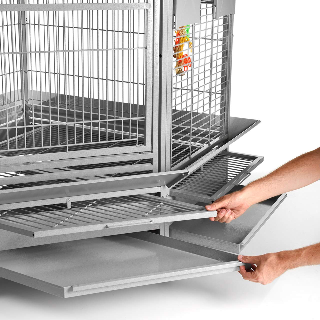 Montana Cages | Eckkäfig Denver - Eckvoliere XXL in hellgrau | Papageienkäfig, Papageienvoliere