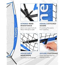Gonex 7\' x 7\' Baseball Softball Practice Net Set with Batting Tee for Hitting and Pitching Batting, Practice Training Aid, with Strike Zone, Large Mouth, Bow Frame, Carrying Bag, Royal