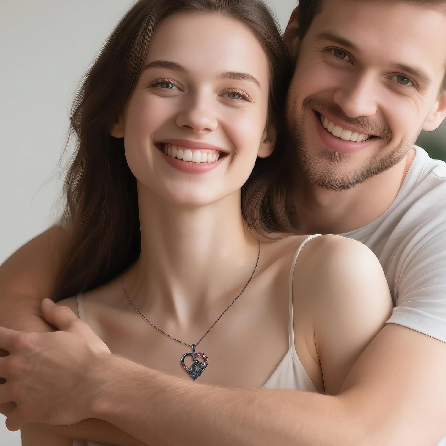 URONE Skeleton Skull Necklace 925 Sterling Silver Cherry Skull Pendant Gothic Jewelry Gift for Women Men - Image 4