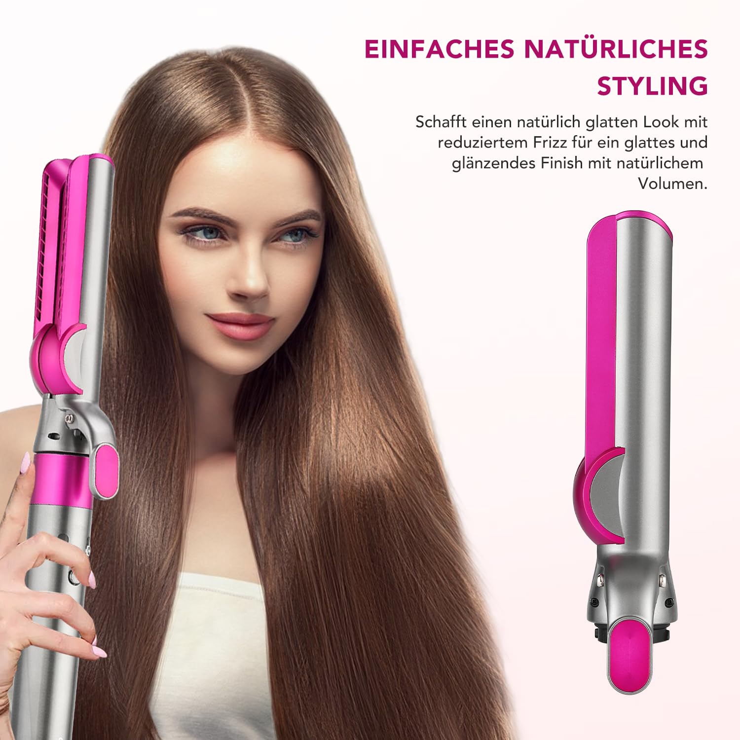 Glätteraufsätze für Dyson Airwrap mit Airflow Technologie ohne heiße Platten für sanftes Haarstyling mit weniger Schäden, Kompatibel mit HS01/HS05/HS08, Fuchsia