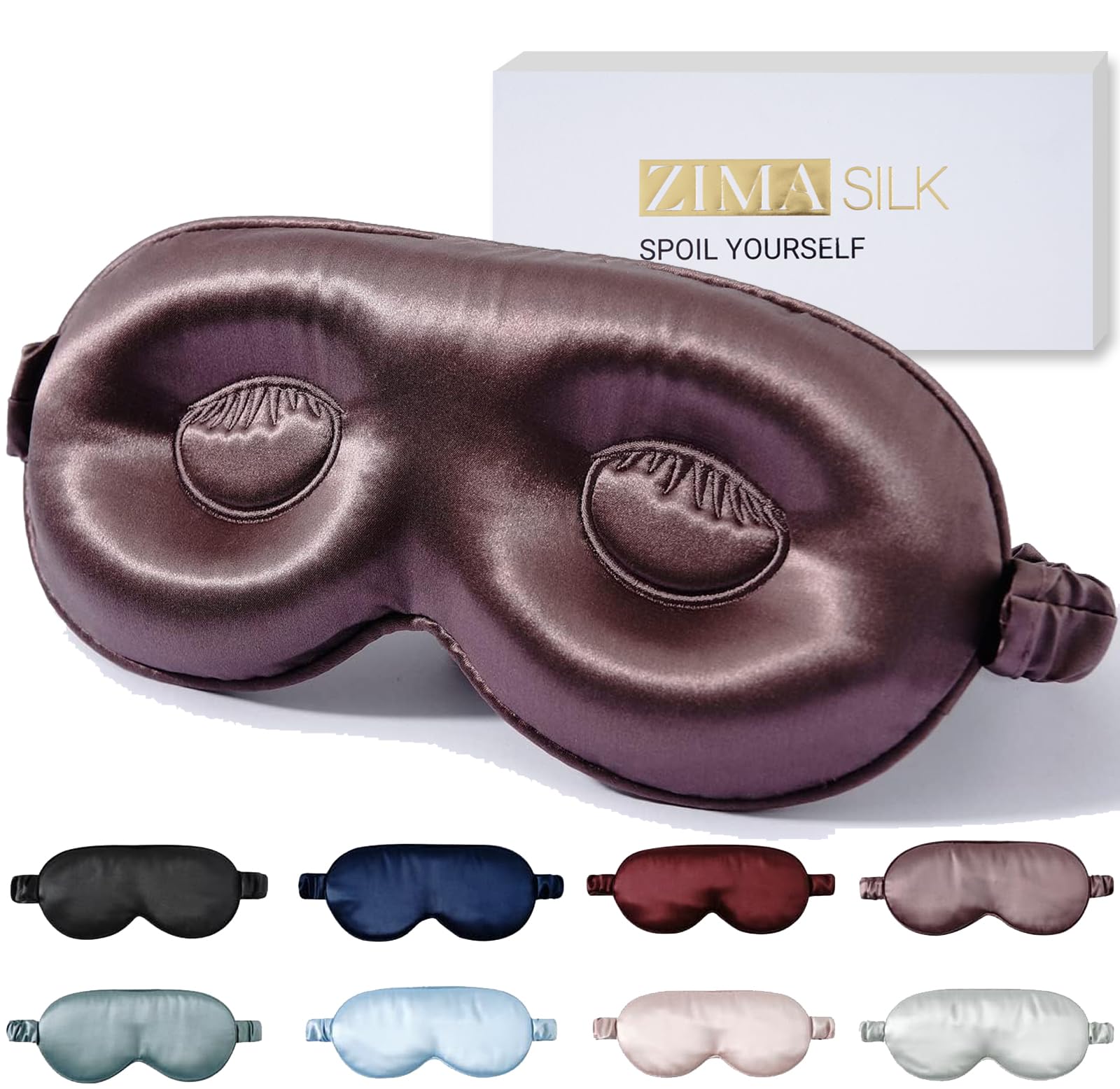 ZIMASILK Adjustable 22 Momme 100% Pure Mulberry Silk Sleep Mask, 3D Contoured Cup Eye Mask for Sleeping, Super Soft Breathable Blindfold, Perfectly
