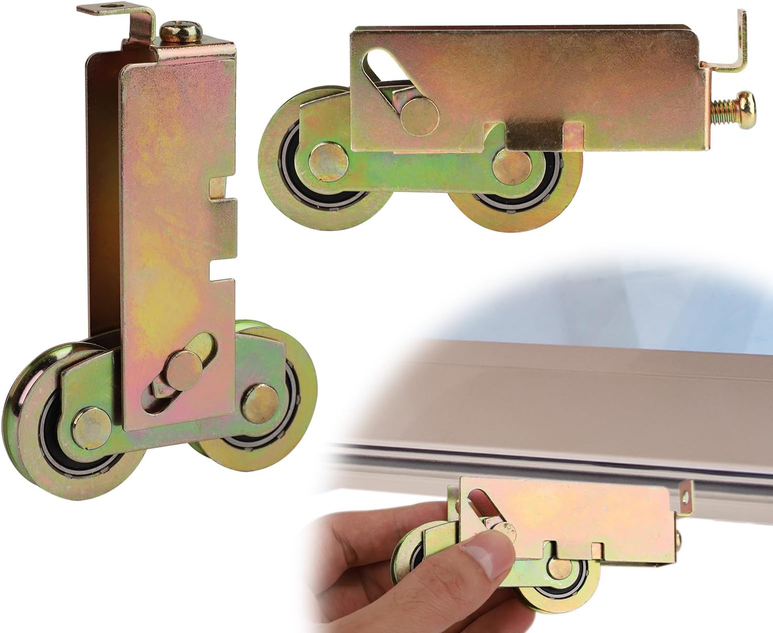 2 Pack Patio Sliding Door Rollers - Replacement Tandem Wheels For Andersen Narroline/Perma-Shield/Frenchwood Doors, 1-1/4" Steel Ball Bearing