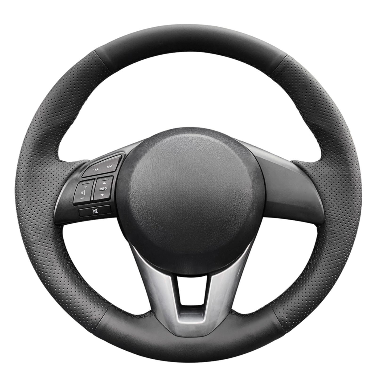 MEWANT Hand Stitched Steering Wheel Cover Wrap for Mazda 3 2014-2016 Mazda 6 2014-2016 Mazda 2 2015-2017 CX-3 2016-2017 CX-5 2013-2016 for Scion iA