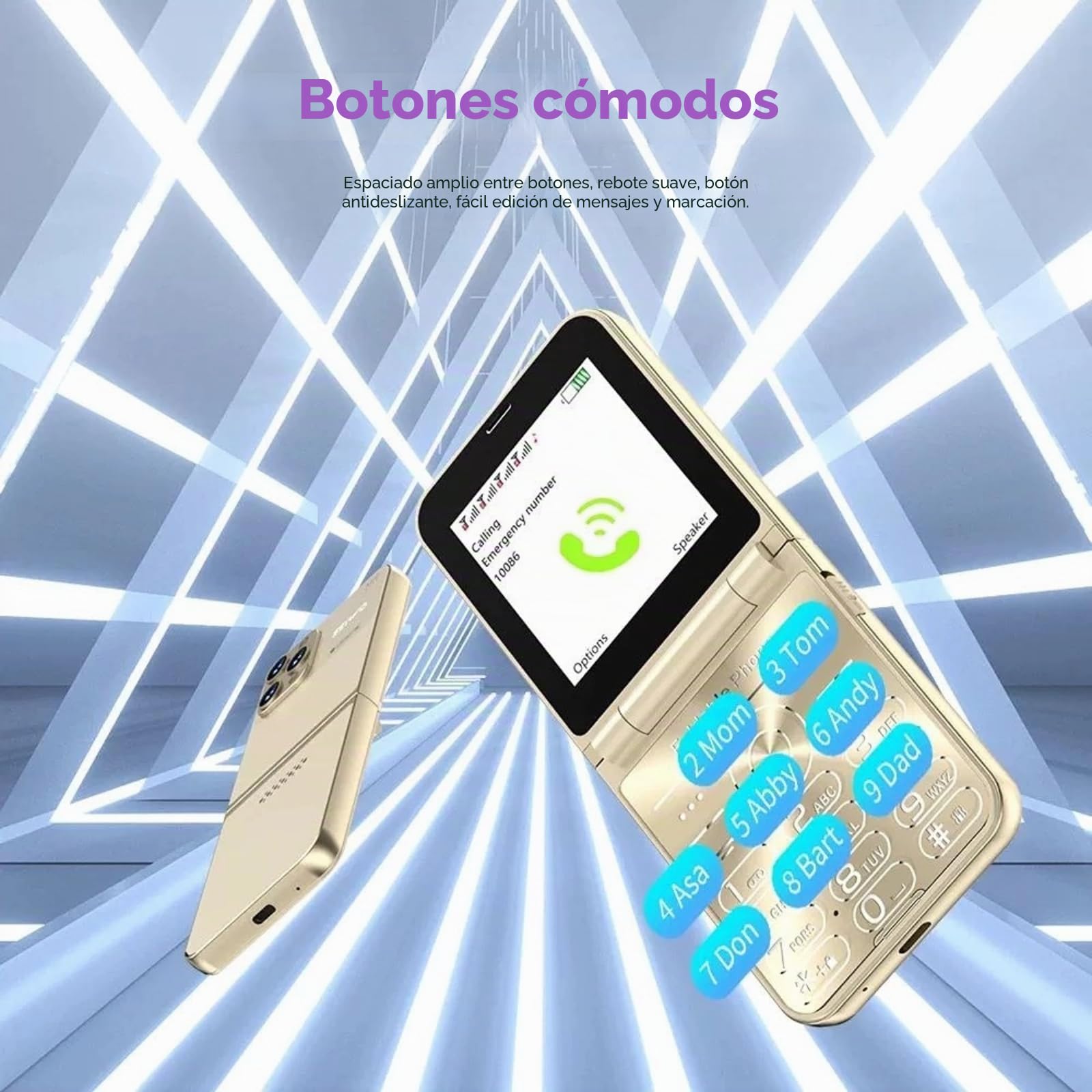 Teléfono Móvil para Personas Mayores con Tapa, Diseño con Tapa, Pantalla Dual, Botones Grandes, Marcación Rápida, Sonido Claro, Cámara HD, Linterna LED (Purple)