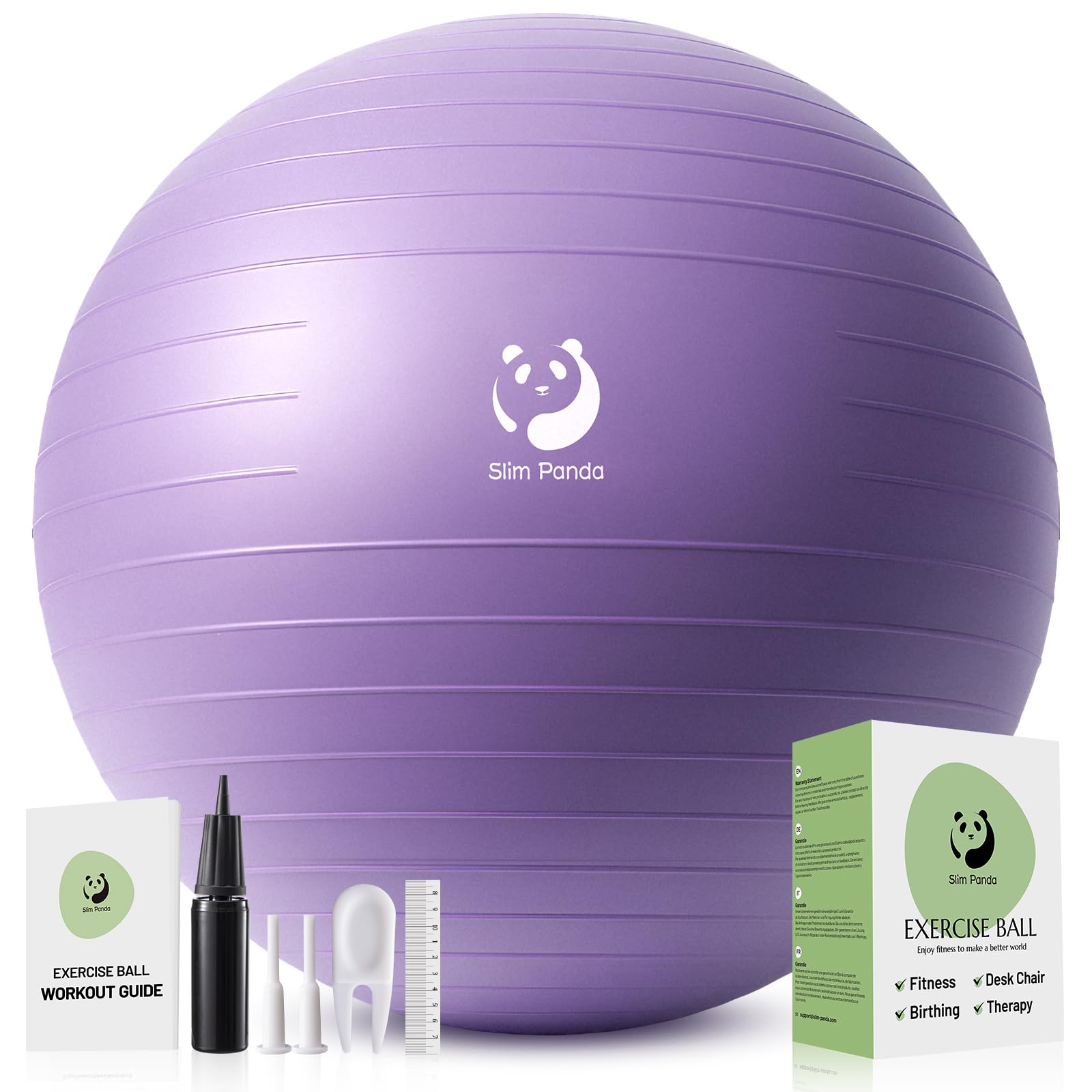 Slim Panda Exercise Ball Yoga Ball，Anti-Burst Professional Gym Ball for Pregnancy, Fitness, Balance Training (light pink, 65cm) — image 1