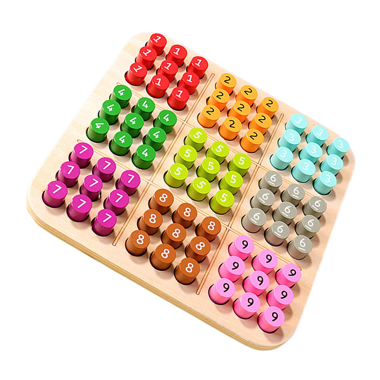 UPKOCH Sudoku-Brettspiel Aus Holz Für Kinder Lernspielzeug Zur Frühen Förderung Von Logischem Denken Und Argumentation Steckbrettspiel Für Familie Einzelspiel Oder Gruppen 22.00 X 22.00 X 3.00 cm