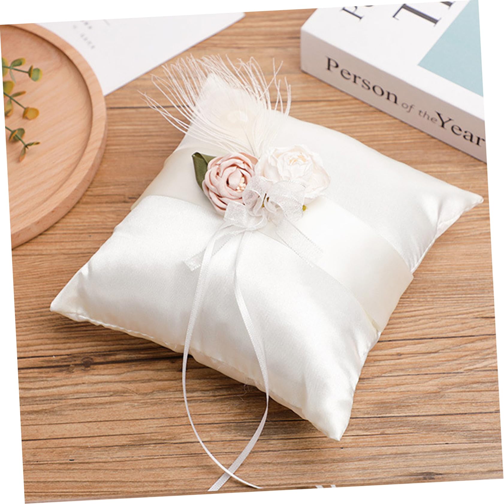 jojofuny 5pezzi Cuscino Nuziale Raso Con Decorazione Floreale Per Cerimonie Di Nozze Elegante Portafedi Per Anelli Accessorio Per Matrimonio Romantico e Sofisticato