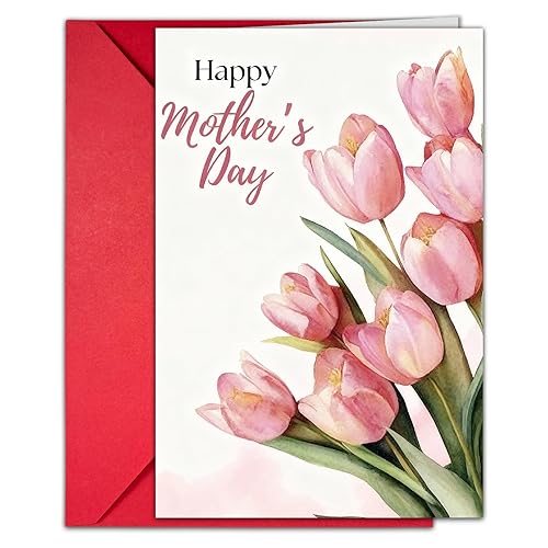 Elegant Floral Design Blank Greeting Card - Watercolor Tulip Mother’s