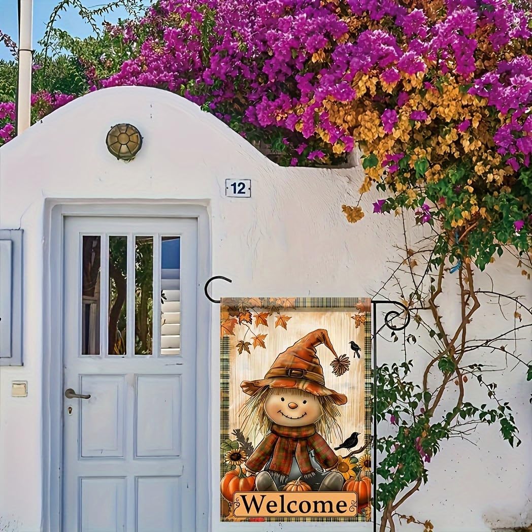 Fall Scarecrow Garden Flag 12x18 Inch Double Sided for Outside Welcome Scarecrow with Pumpkins Sunflowers and Plaid Yard Banner for Outdoor Lawn Patio Porch Autumn Harvest Thanksgiving Decor - Image 7
