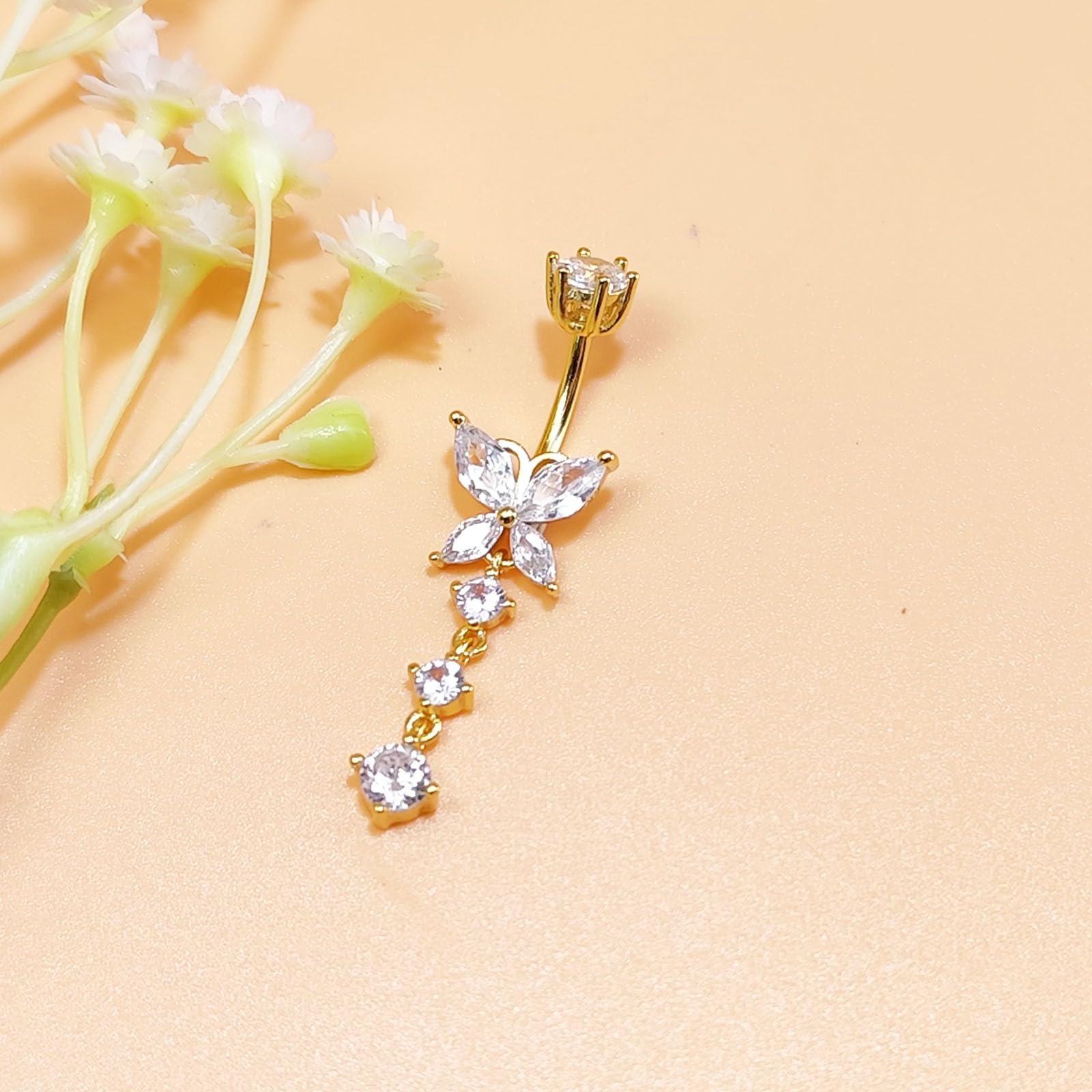 Piercing ombelico argento sterling 925 6/8/10/12mm Gioiello pendente a farfalla per piercing da donna