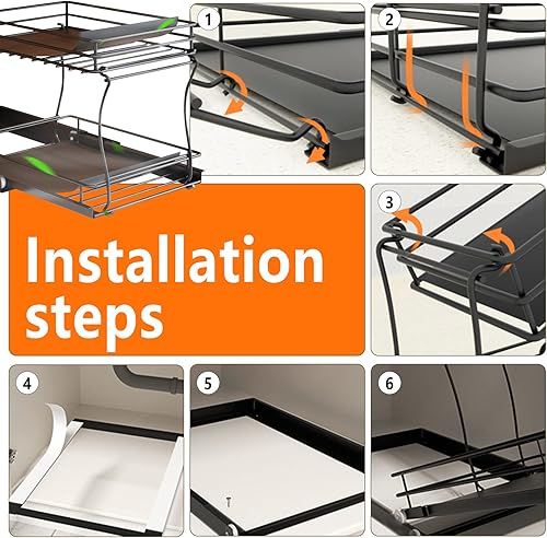 Miniatura 6 de POKBYAMR Organizadores extraíbles para armario de aperitivos con estante de especias pequeño deslizante de dos niveles para armario interior cestas