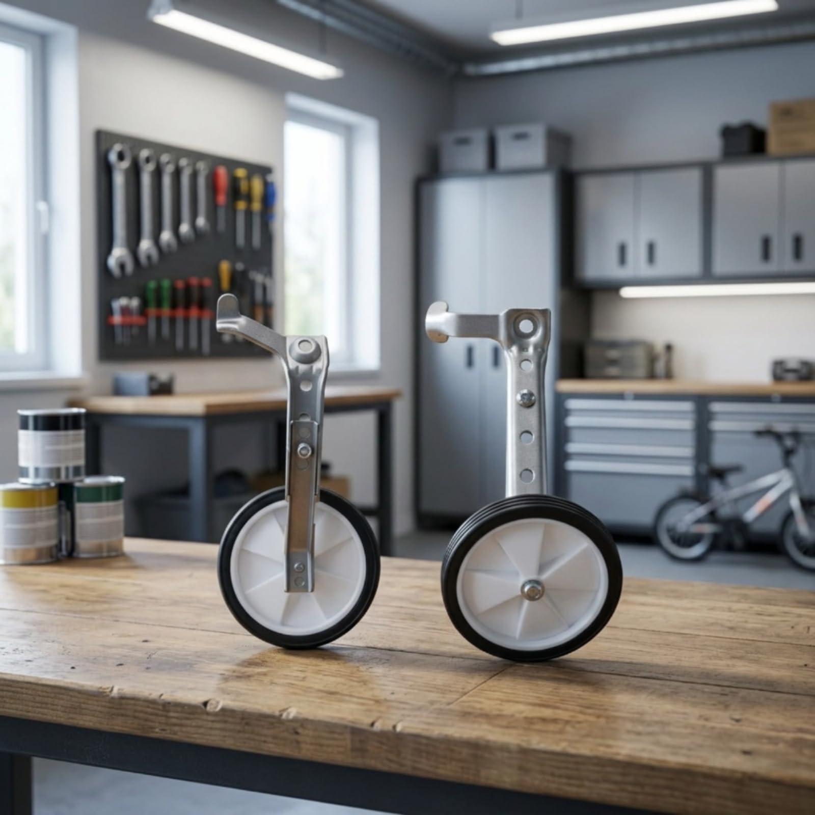 Ruedas de Entrenamiento para Bicicleta con Soportes Estabilizadores Kit Completo Accesorios de Montaje Material Metálico Resistente y Plástico