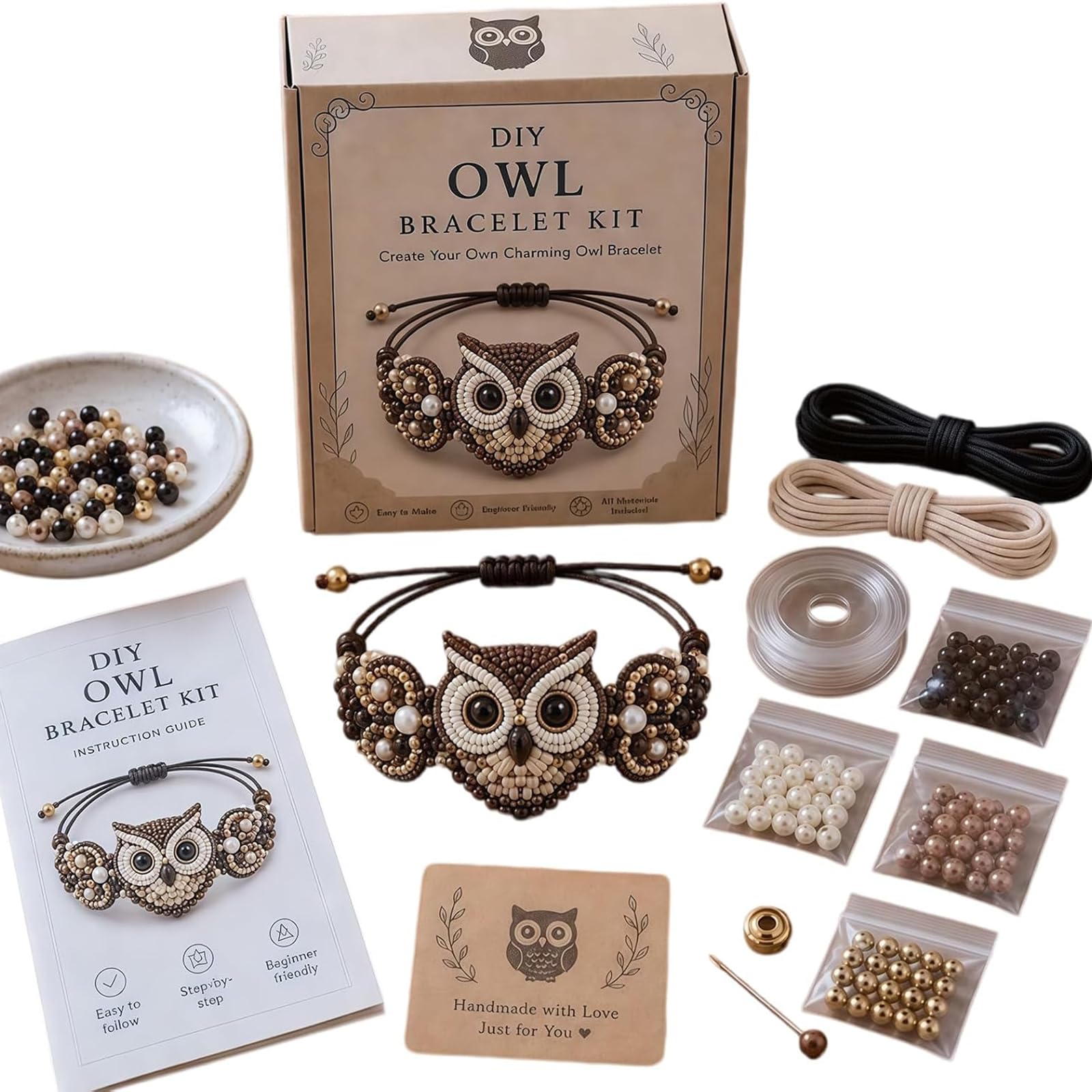 Fokayo DIY Beaded Bracelet Making Kit - Creative Manual Jewelry Art Craft, Cute 3D Beaded Animal Bracelet Craft Kit, Handmade Bead Weaving Jewelry Making Set with Instructions (#I)