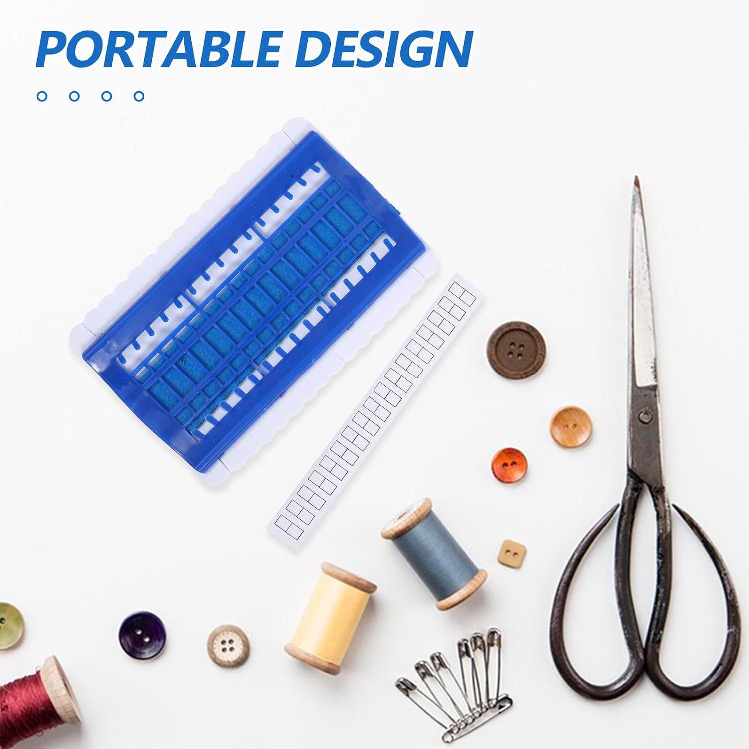 Zerodeko 30-Position Plastic Cross Stitch Floss Organizer Thread Holder Blue Sewing Floss Storage Board for Embroidery Craft DIY and Craft Room Use