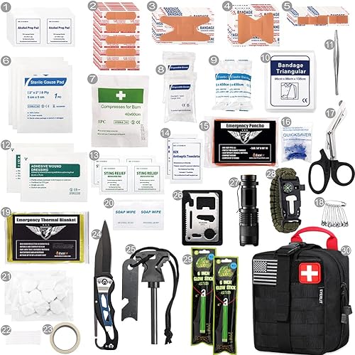 Miniatura 3 de EVERLIT Kit de supervivencia de primeros auxilios IFAK EMT Molle Pouch Kit de supervivencia para equipo al aire libre, kits de emergencia, bolsa de
