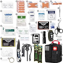 EVERLIT 250 Pieces Survival First Aid Kit IFAK EMT Molle Pouch Survival Kit Outdoor Gear Emergency Kits Trauma Bag for Camping Boat Hunting Hiking Home Car Earthquake and Adventures