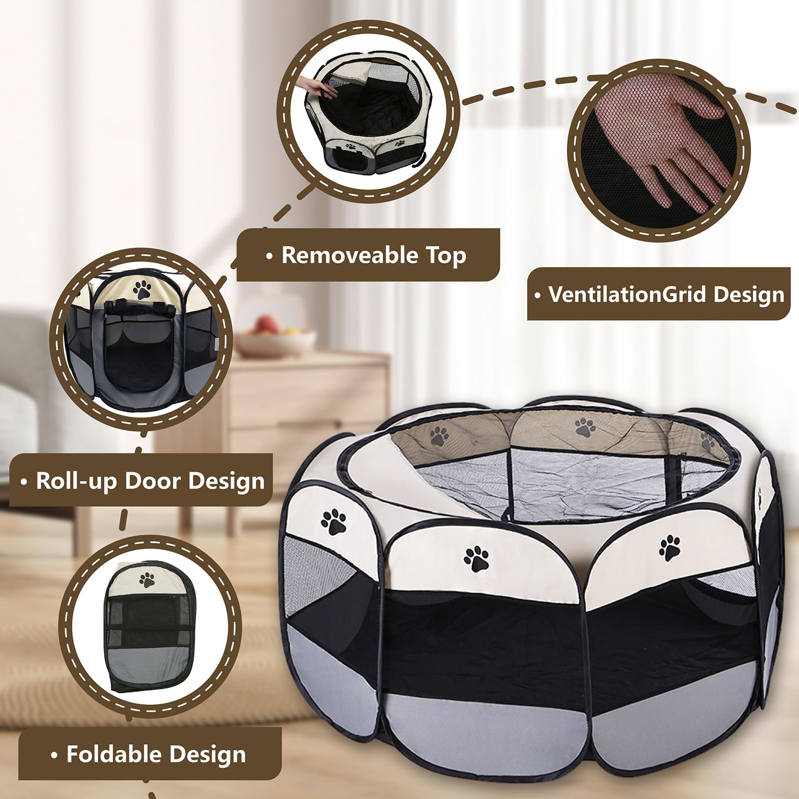 OYIWINMI Welpenauslauf Faltbar - Praktisches Zelt Für Hunde & Katzen