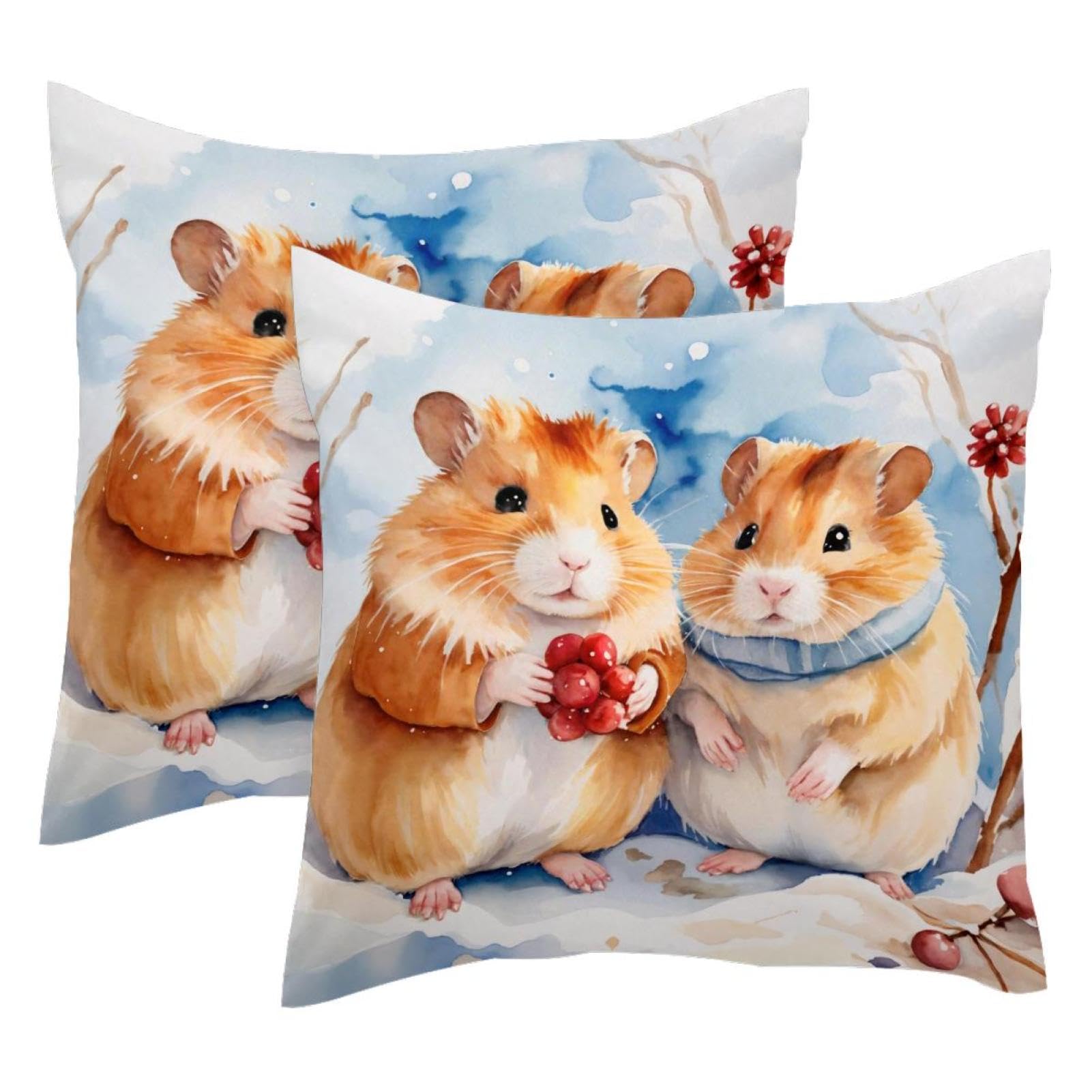 Housse de coussin velours motif hamster : rénovez vos vieux coussins 50x50