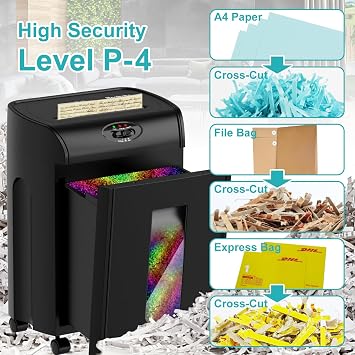 Woolsche Paper Shredder, 16-Sheet Cross Cut with 4.76-Gallon Pull Out Basket, P-4 Security Level, 3-Mode Design Shred Paper and CD/Credit Card, Durable&Fast with Jam Proof System Shredder for Office