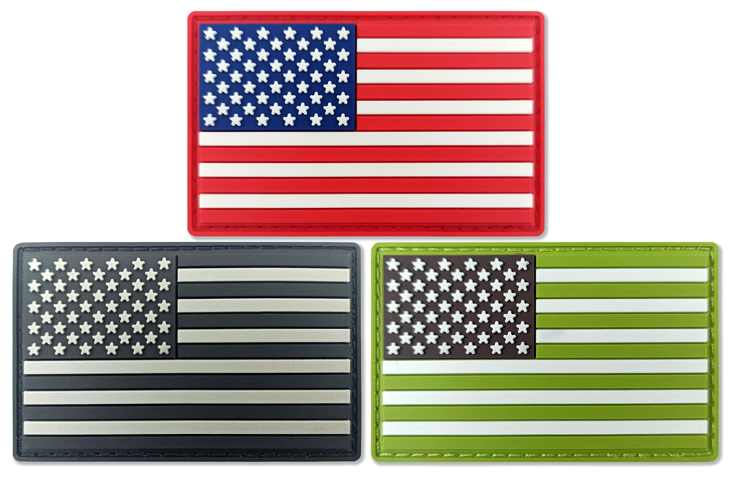 Newperlite US American Flag Patch USA Tactical PVC Patches with Hook Fastener, 2 Pack