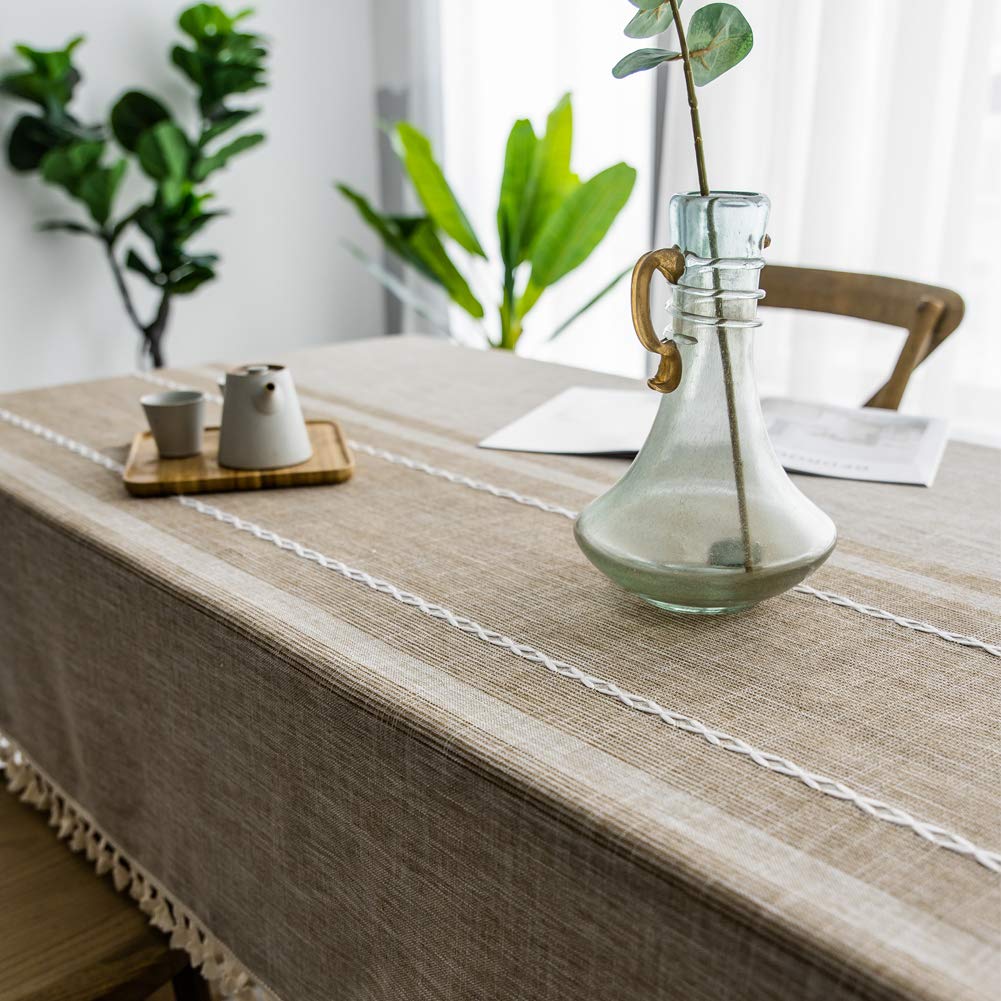ACMER Nappe Rectangulaire 130x260cm, Nappe Housse, Infroissable, Facile à Nettoyer, pour Décoration de Table de Cuisine - Couleur café Clair