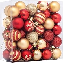 Angoily 50PCS Enfeites De Bola De Natal para Decorações Da Árvore de Natal 4CM Vermelho E Inquebráveis Enfeites De Natal Bolas de Ouro Conjunto para Árvore De Natal Decoração de Suspensão