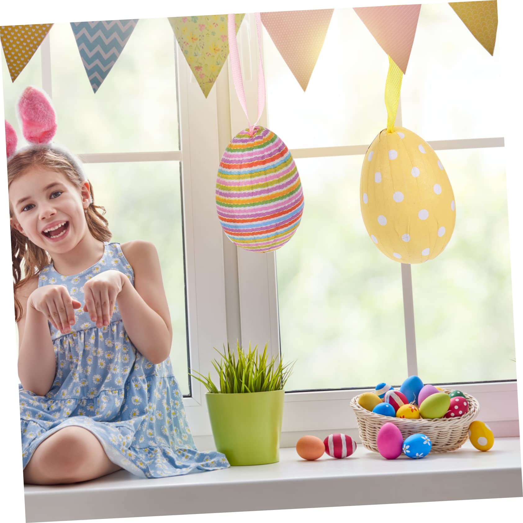 ABOOFAN 96 STK Schaumstoff-Ei-Anhänger Osterei-Baumschmuck Frühlingsdekorationen Easter Egg Decoration Ostern tischdeko Ornament Ostern einzigartiges Osterei-Dekorationen